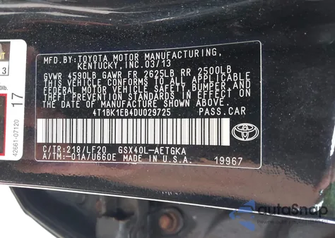 2013 Toyota Avalon Xle Premium from USA, damaged, VIN 4T1BK1EB4DU029725